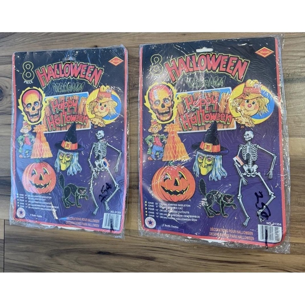 Vintage 1979 Beistle Halloween Decorations 8 Piece Die Cut Lot Sealed NOS USA